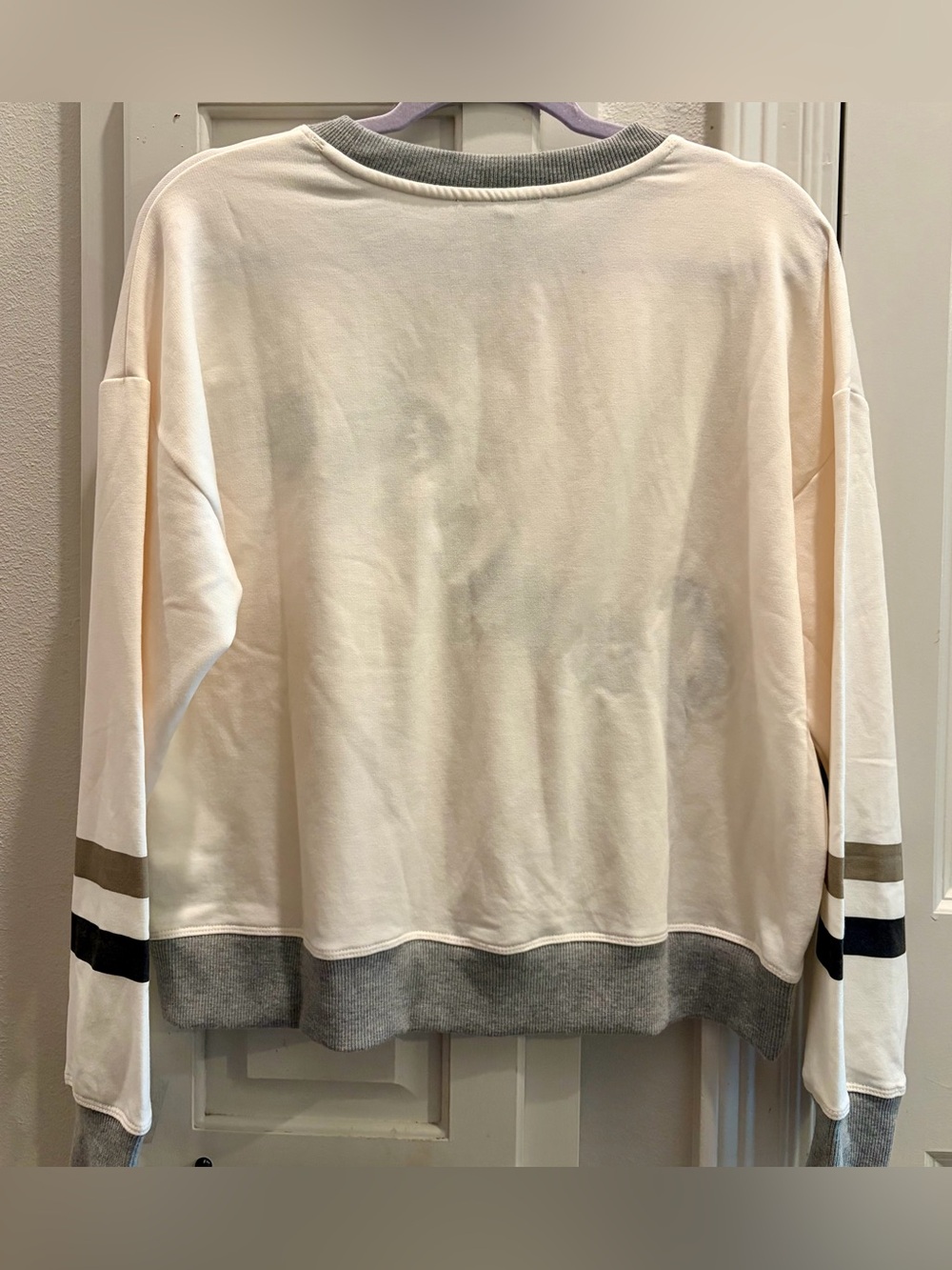 NWT MARLED Cream & Gray 'Game Day' Crewneck Sweatshirt - Picture 2 of 7